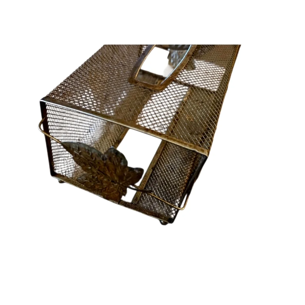 Gold Mesh Bathroom Tissue Box Floral Hollywood Regency Retro Vintage Oblong